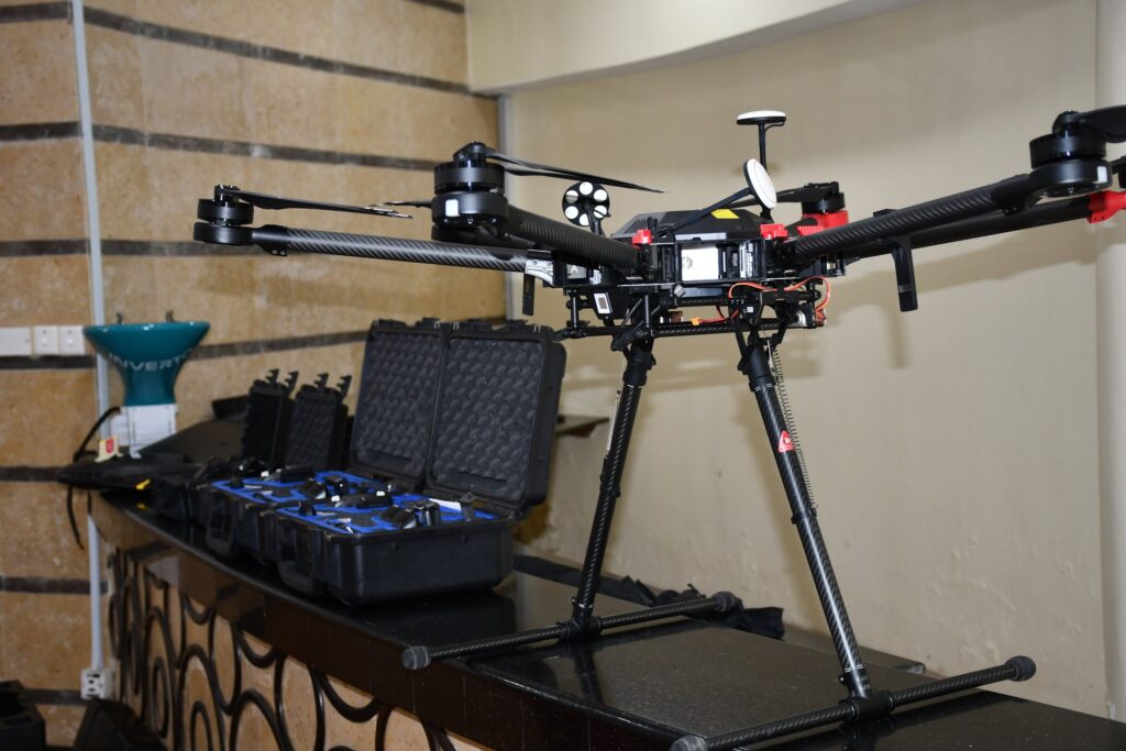 A remotely piloted aircraft system prepared for humanitarian operations.